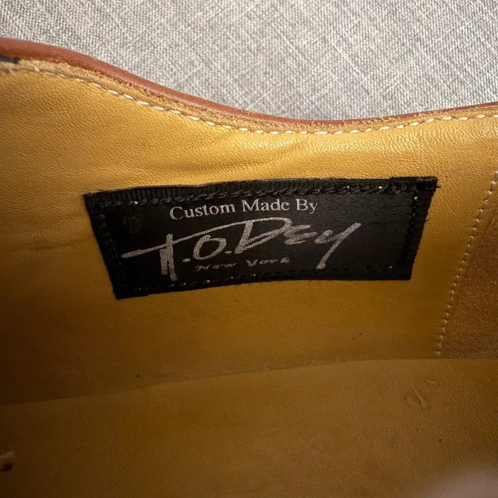 T.O. Dey Wingtip Oxfords Mens 10 Brown White Custom Made Spectator Vintage Shoes
